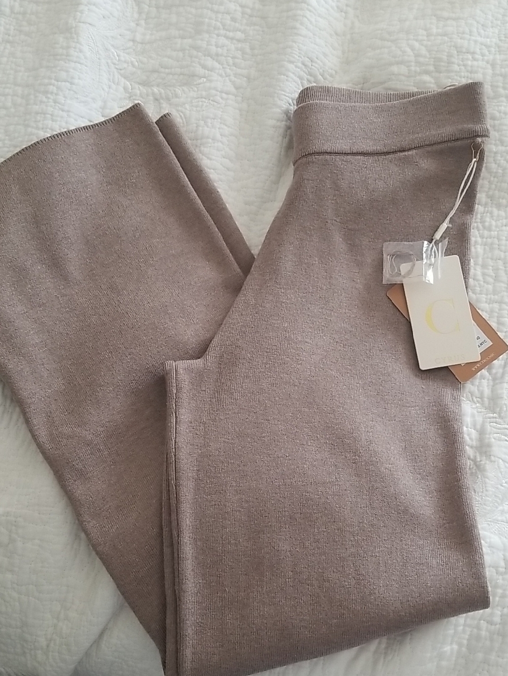 NEW! Cyrus Ribbed Knit Pants in Taupe